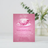 Uitnodiging Charge Pink Tea Party (Staand voorkant)