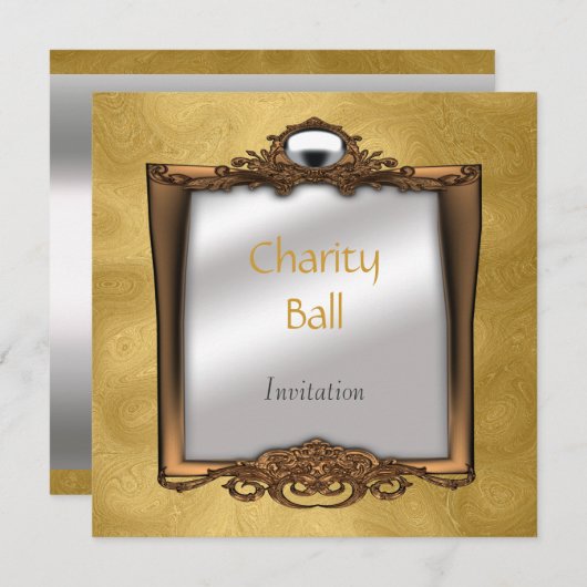 Uitnodiging Charity Ball Goud (Voorkant / Achterkant)