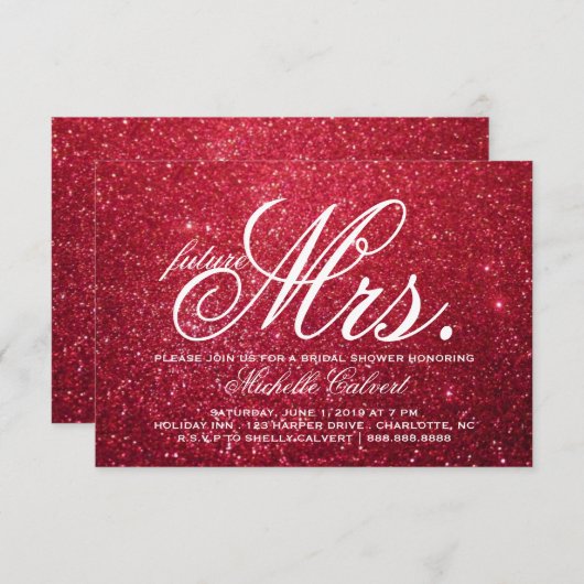 Uitnodiging - Cherry Glitter Vrijgezellenfeest fut (Voorkant / Achterkant)