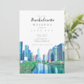 Uitnodiging Chicago River Bachelorette Party (Staand voorkant)