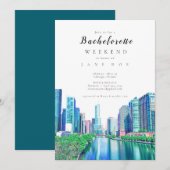 Uitnodiging Chicago River Bachelorette Party (Voorkant / Achterkant)