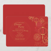 Uitnodiging China Background Jubileum Party (Voorkant / Achterkant)