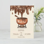 Uitnodiging Chocolade Fondue Feest – Zoet & Cozy  (Staand voorkant)
