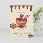 Uitnodiging Chocolade Fondue Feest – Zoet & Cozy (Staand voorkant)