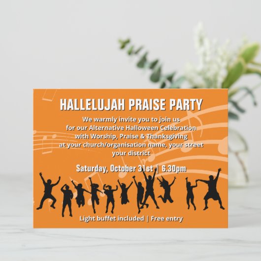 Uitnodiging Christelijke Halloween PRAISE ARTIJ (Staand voorkant)