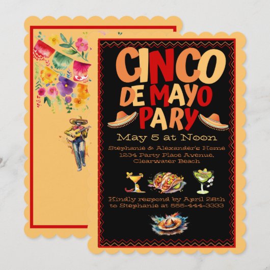 Uitnodiging Cinco De Mayo (Voorkant / Achterkant)