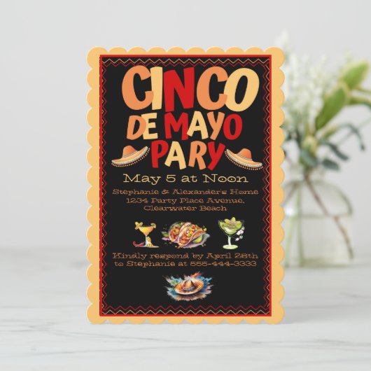 Uitnodiging Cinco De Mayo (Staand voorkant)