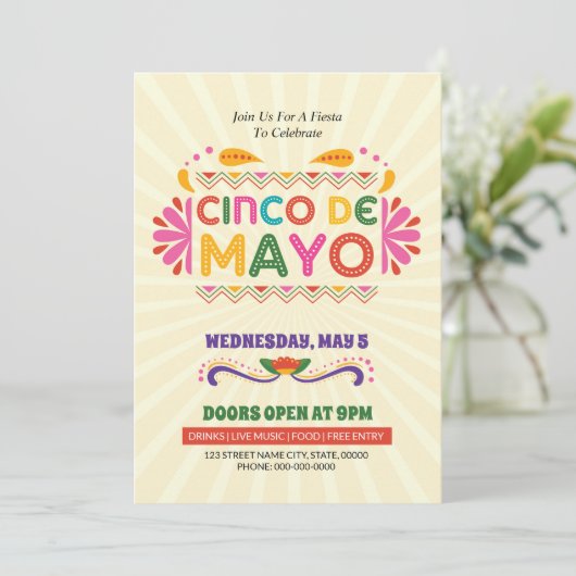 Uitnodiging Cinco De Mayo-feestdag (Staand voorkant)