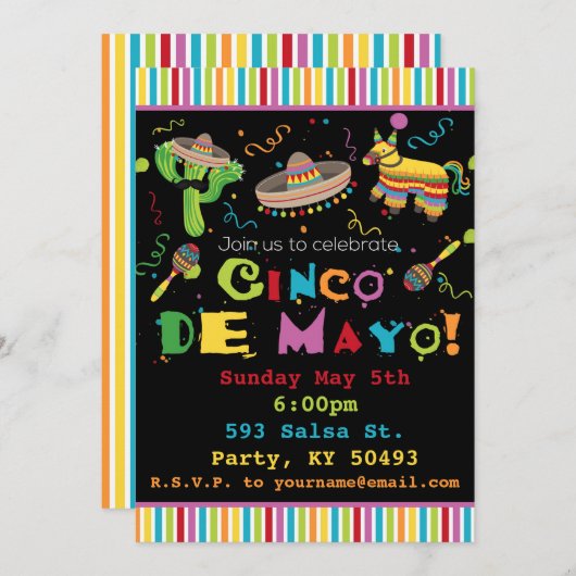 Uitnodiging Cinco De Mayo Fiesta (Voorkant / Achterkant)