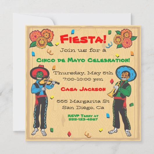 Uitnodiging Cinco De Mayo Fiesta (Achterkant)