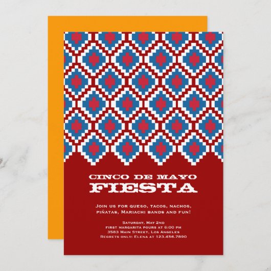 Uitnodiging Cinco de Mayo Fiesta Party (Voorkant / Achterkant)