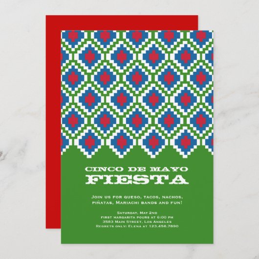 Uitnodiging Cinco de Mayo Fiesta Party (Voorkant / Achterkant)