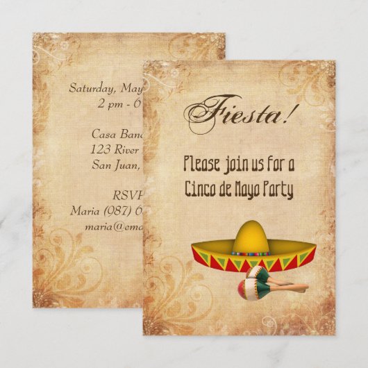 Uitnodiging Cinco de Mayo Party (Voorkant / Achterkant)