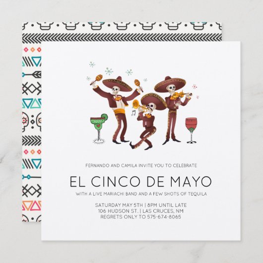 Uitnodiging Cinco de Mayo Party (Voorkant / Achterkant)