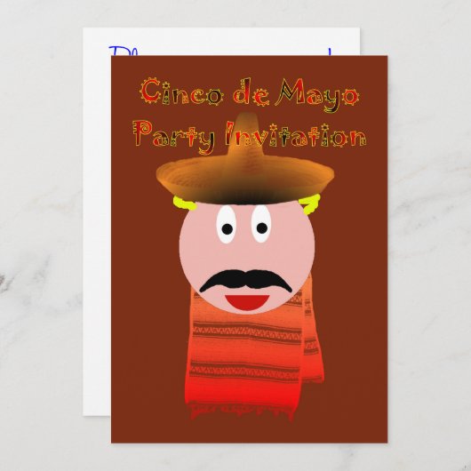 Uitnodiging Cinco de Mayo Party met sombrero (Voorkant / Achterkant)