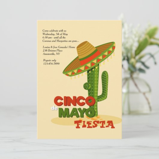 Uitnodiging Cinco de Mayo Sombrero (Staand voorkant)