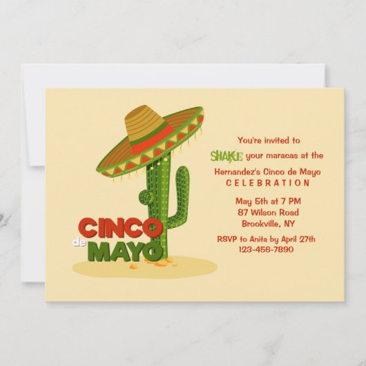 Uitnodiging Cinco de Mayo Sombrero (Voorkant)