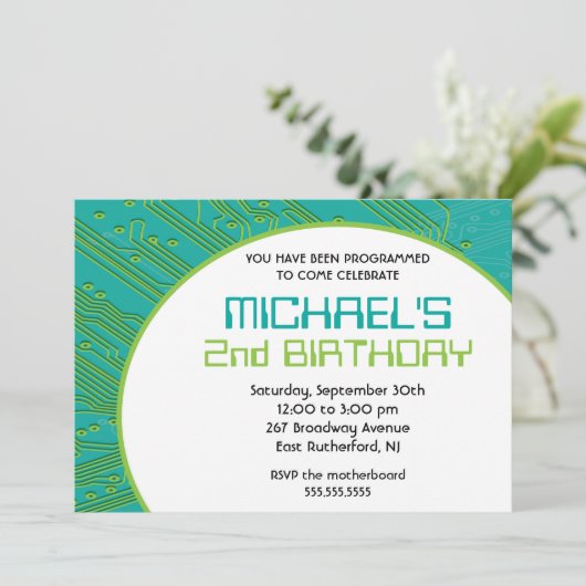 Uitnodiging circuitboord (Staand voorkant)