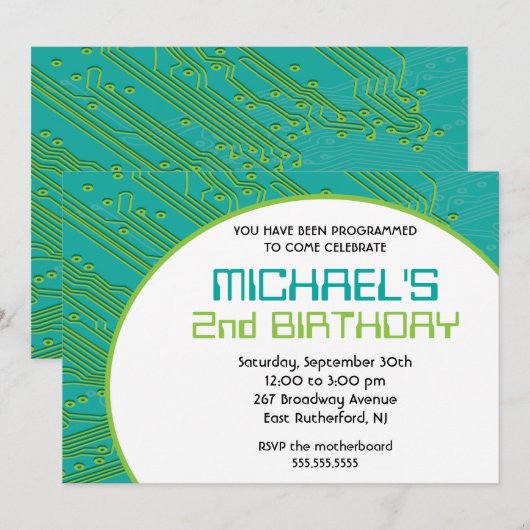 Uitnodiging circuitboord (Voorkant / Achterkant)