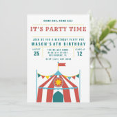Uitnodiging Circus Birthday kind (Staand voorkant)