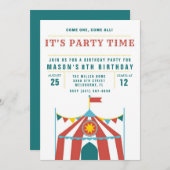 Uitnodiging Circus Birthday kind (Voorkant / Achterkant)