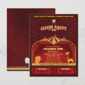 Uitnodiging Circus Birthday kind (Voorkant / Achterkant)