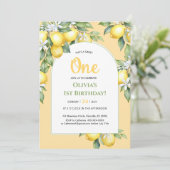 Uitnodiging Citroencitrus 1e verjaardag. (Staand voorkant)