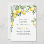 Uitnodiging Citroencitrus 1e verjaardag. (Voorkant)