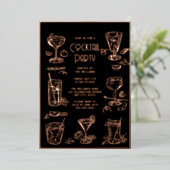 Uitnodiging Cocktailparty Zwart Elegant (Staand Voorkant)
