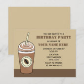 Uitnodiging Coffee Birthday Party (Voorkant / Achterkant)