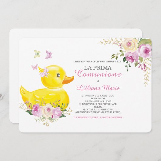 Uitnodiging Communie Meisje (Voorkant / Achterkant)