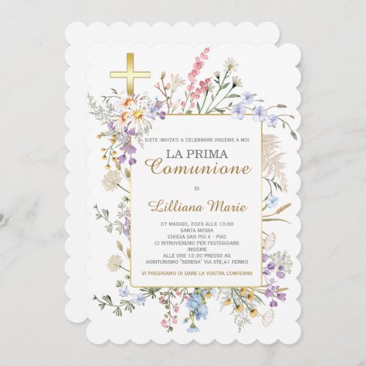 Uitnodiging Communie Meisje (Voorkant / Achterkant)