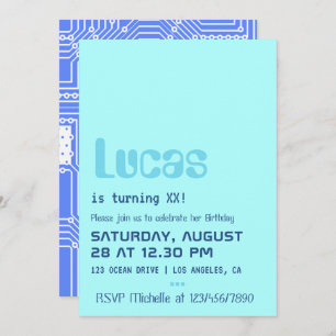 Uitnodiging computergeek Birthday Party