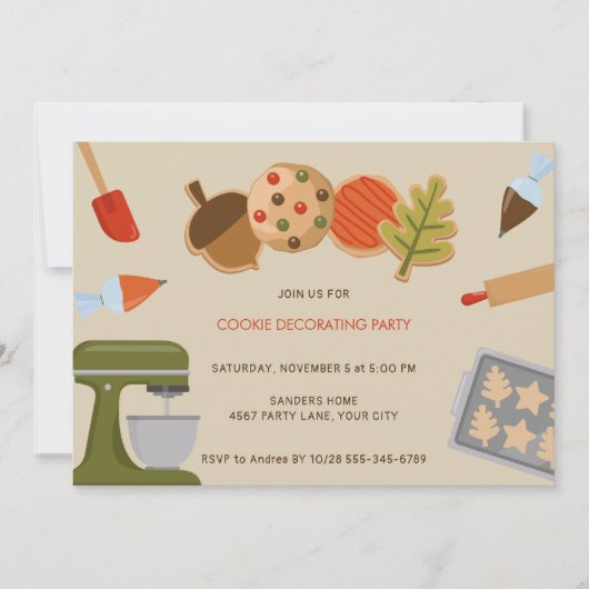 UITNODIGING COOKIE DECORATIE FEESTJE (Voorkant)
