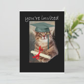 Uitnodiging Cool Cat graduation party (Staand voorkant)