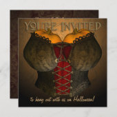 Uitnodiging Corset Halloween Costume Party (Voorkant / Achterkant)