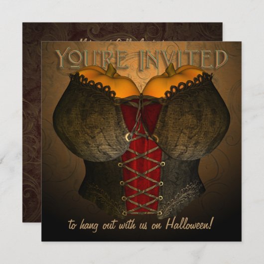 Uitnodiging Corset Halloween Costume Party (Voorkant / Achterkant)