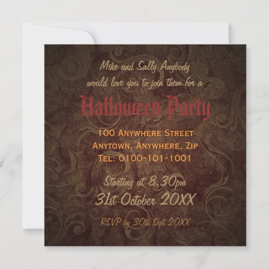 Uitnodiging Corset Halloween Costume Party (Achterkant)