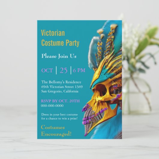 Uitnodiging Costume Party (Staand voorkant)