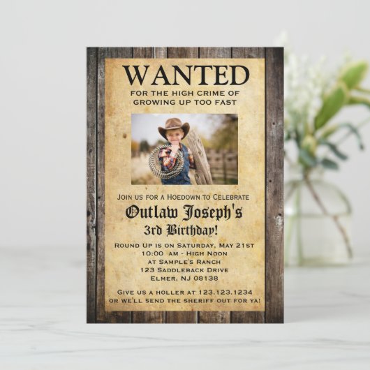 Uitnodiging Cowboy Party | GEWENSTE INVITATIE (Staand voorkant)