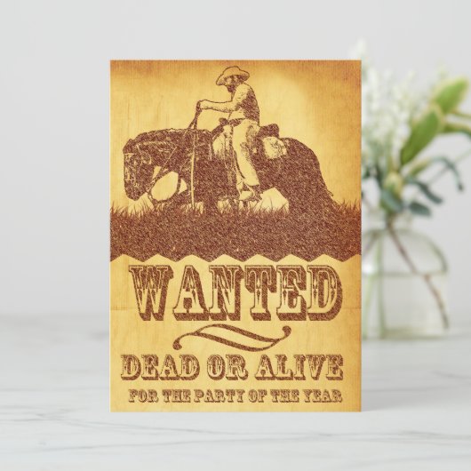 Uitnodiging Cowboy Theme Party (Staand voorkant)