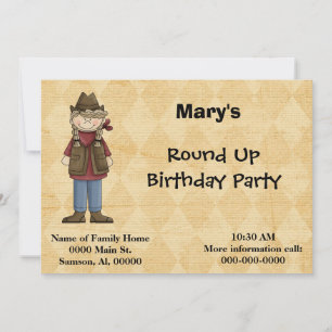 Uitnodiging-Cowgirl Birthday Party Kaart