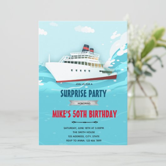 Uitnodiging cruiseschip feest (Staand voorkant)