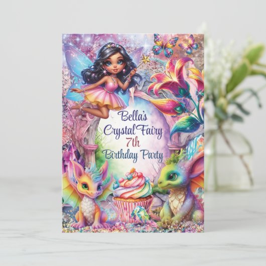 Uitnodiging Crystal Fairy Forest Feest (Staand voorkant)