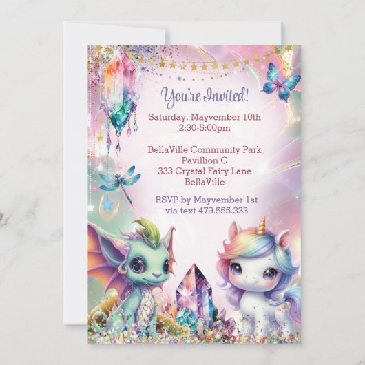 Uitnodiging Crystal Fairy Forest Feest (Achterkant)