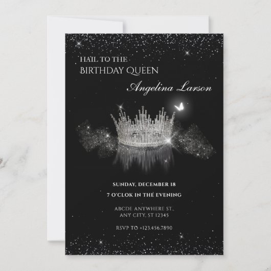 Uitnodiging Crystal Queen Crown verjaardag (Voorkant)