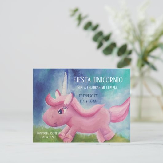 UITNODIGING CUMPLEAÑOS - FIESTA UNICORNIO (Staand voorkant)