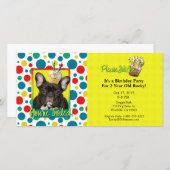 Uitnodiging Cupcake 2 jaar oud - Franse Bulldog (Voorkant / Achterkant)