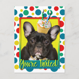 Uitnodiging Cupcake 2 jaar oud - Franse Bulldog Briefkaart