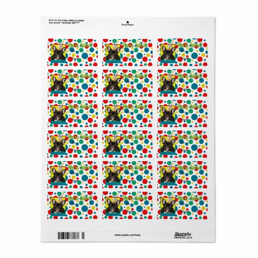 Uitnodiging Cupcake 2 jaar oud - Franse Bulldog Etiket (Full Sheet)
